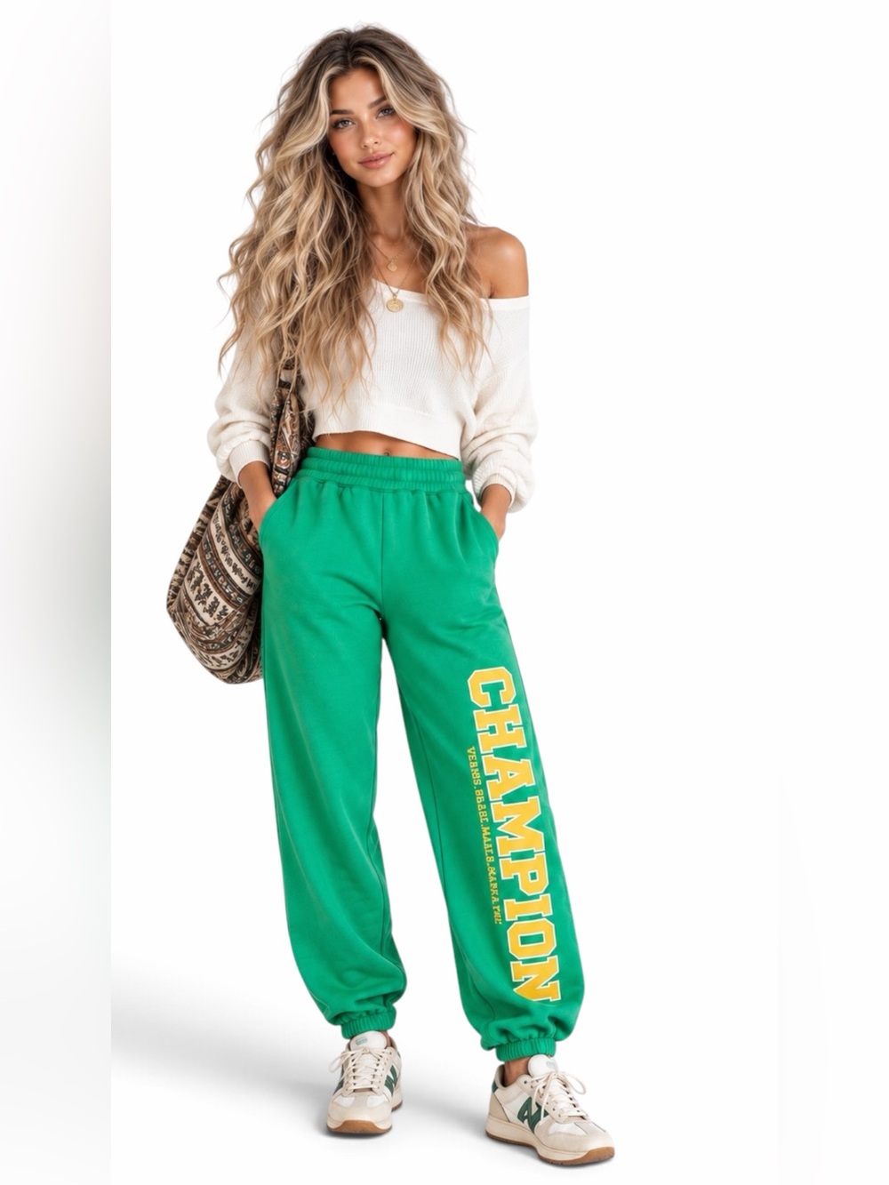 Edikted – Champion Graphic Sweatpants Joggers – Green – Sz. S